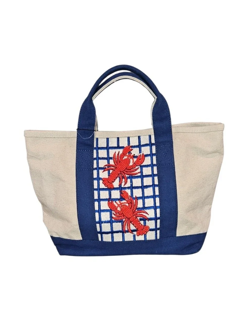 NWT America & Beyond Beaded Lobster Canvas Tote | Coastal Beach Bag | Viral Tote